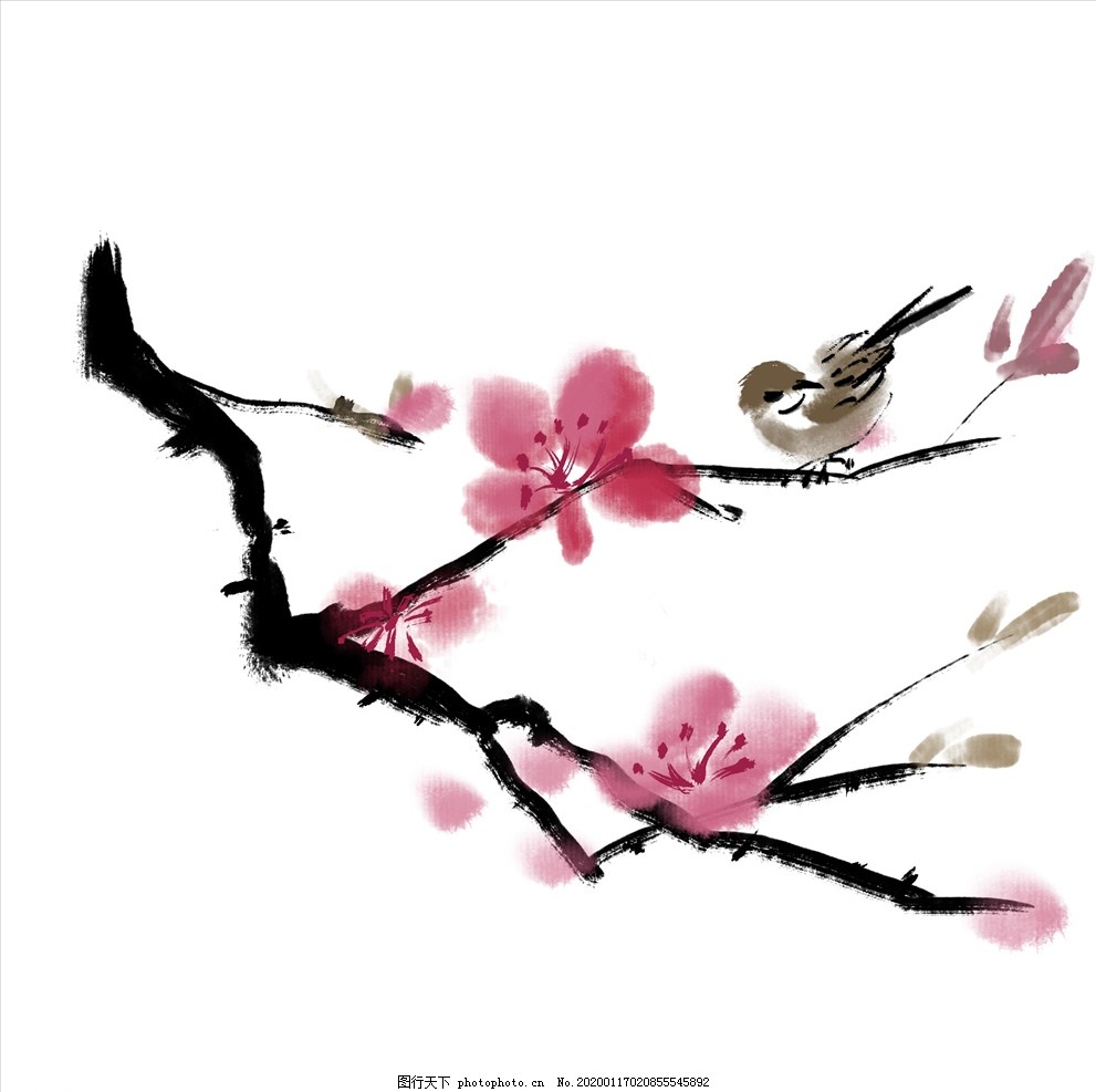 水墨桃花图片 其他 底纹边框 图行天下素材网