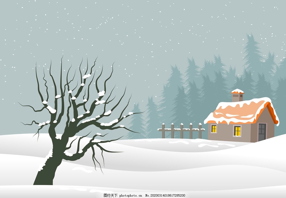 雪地背景图片 动漫卡通 插画绘画 图行天下素材网