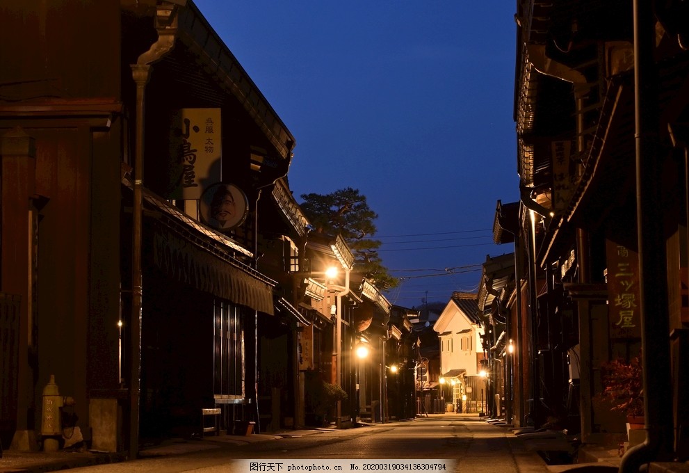 日本夜景镇高山老天际线图片 自然风景 自然景观 图行天下素材网